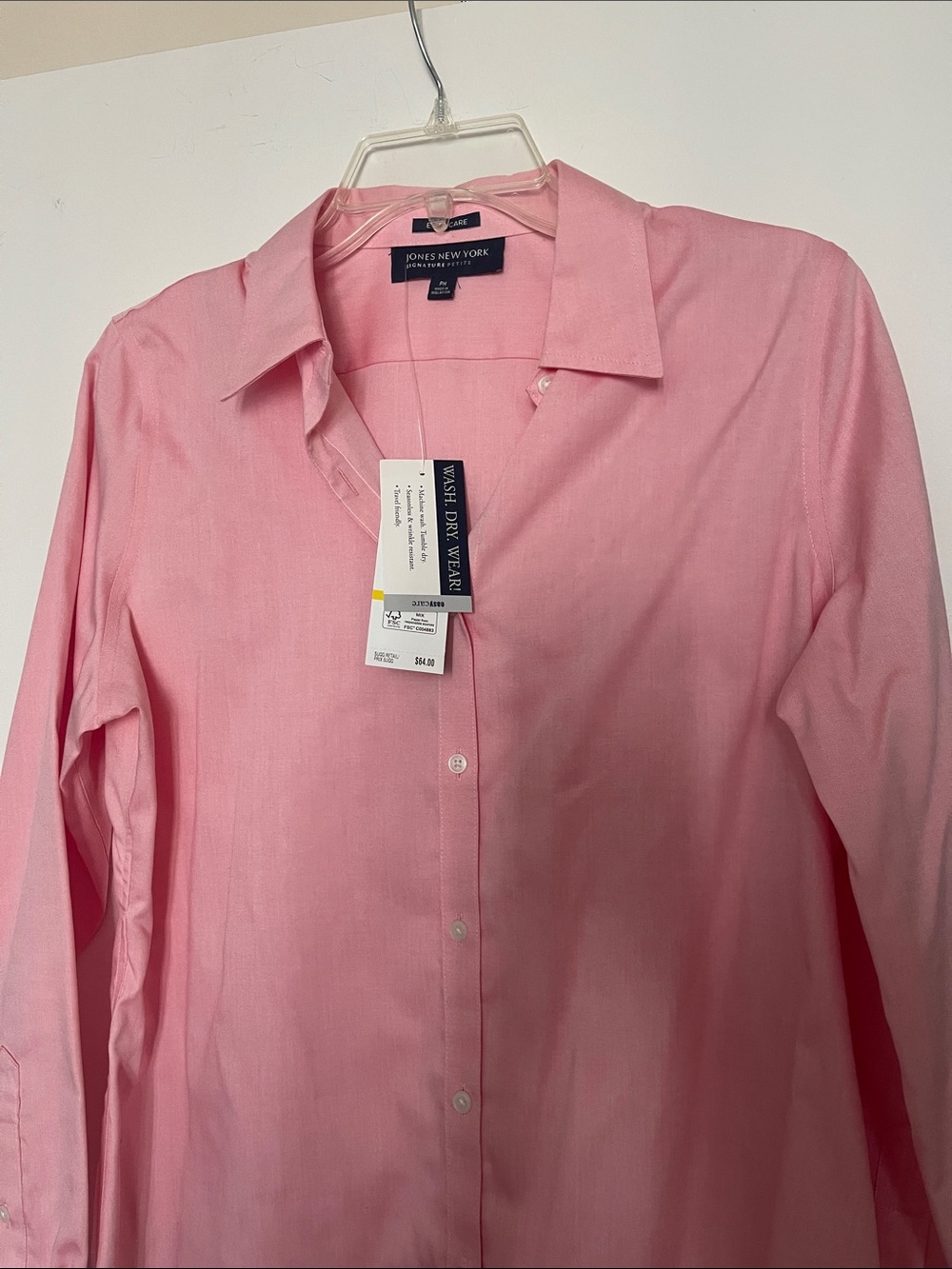 Jones New York women’s Light Pink Long-Sleeve Dress Shirt - Picture 2 of 7